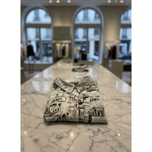 Karl Lagerfeld Paris Parisian Landmarks Print Blouse Size L